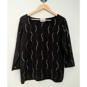 Oscar by Oscar de la Renta Black and Gold Top